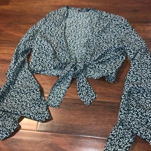 Floral green crop top